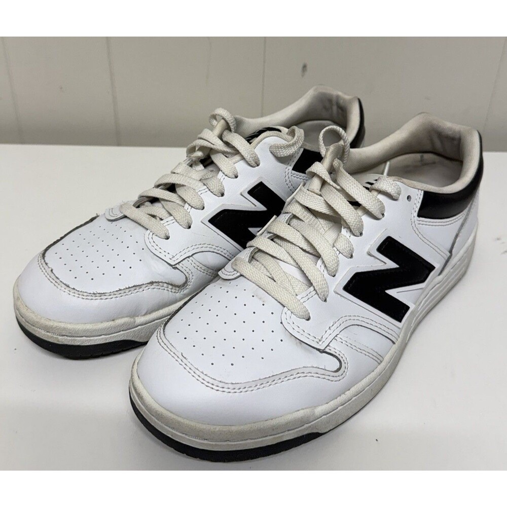New Balance 480 White Black Leather Low BB480LBK Sneaker Men 9.5 Women 11 GUC*